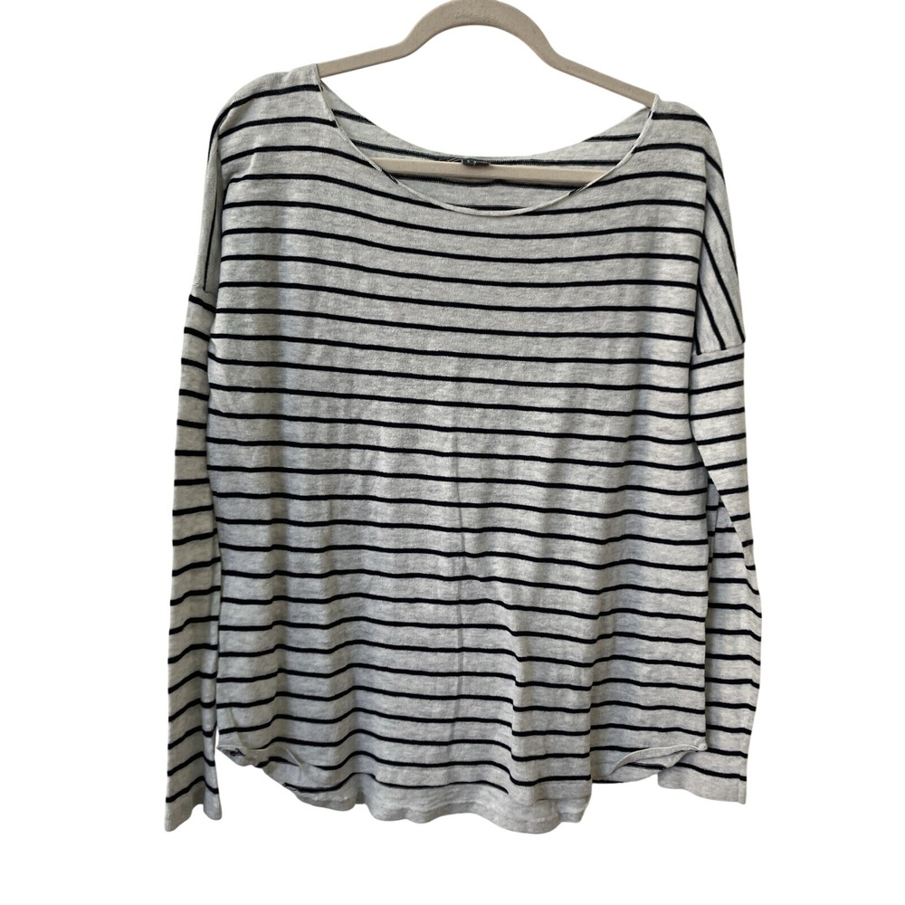 Vince White Stripe Long Sleeve Knit Top‎ Womens Small